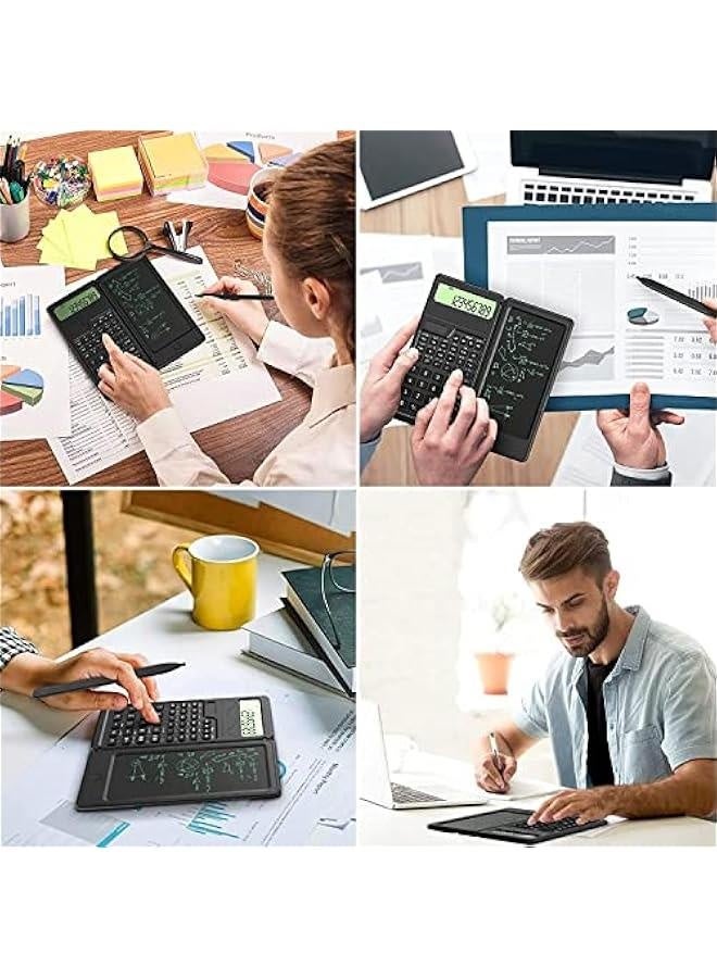Scientific Calculators with Notepad  Drawing Pen, Dual Energy Solar Calculator Small, 10-Digit LCD Screen, Desktop Basic Calculator for Office, Middle, High School  College Students, Black - Image 5